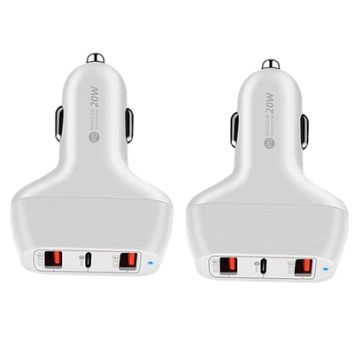 Mobile Phone Car Charger With Charging Cable 3in1qc 3.0 Black White Customizable Logo