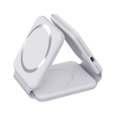 Foldable and portable Factory-foldable 15w magnetic qi 3 in 1 magnet charging station for iPhone for iwatch portable charger