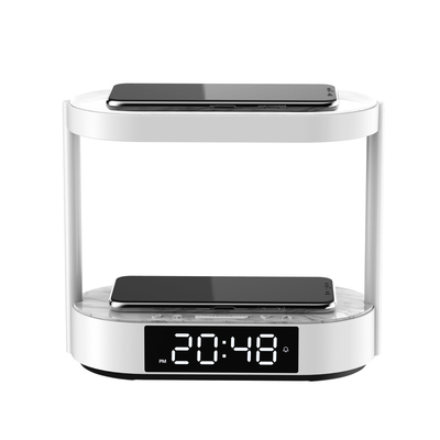 2022 Smartphone Radio Charging Bedside Lamp with Time Display Phone Charger for Hotel Home Use